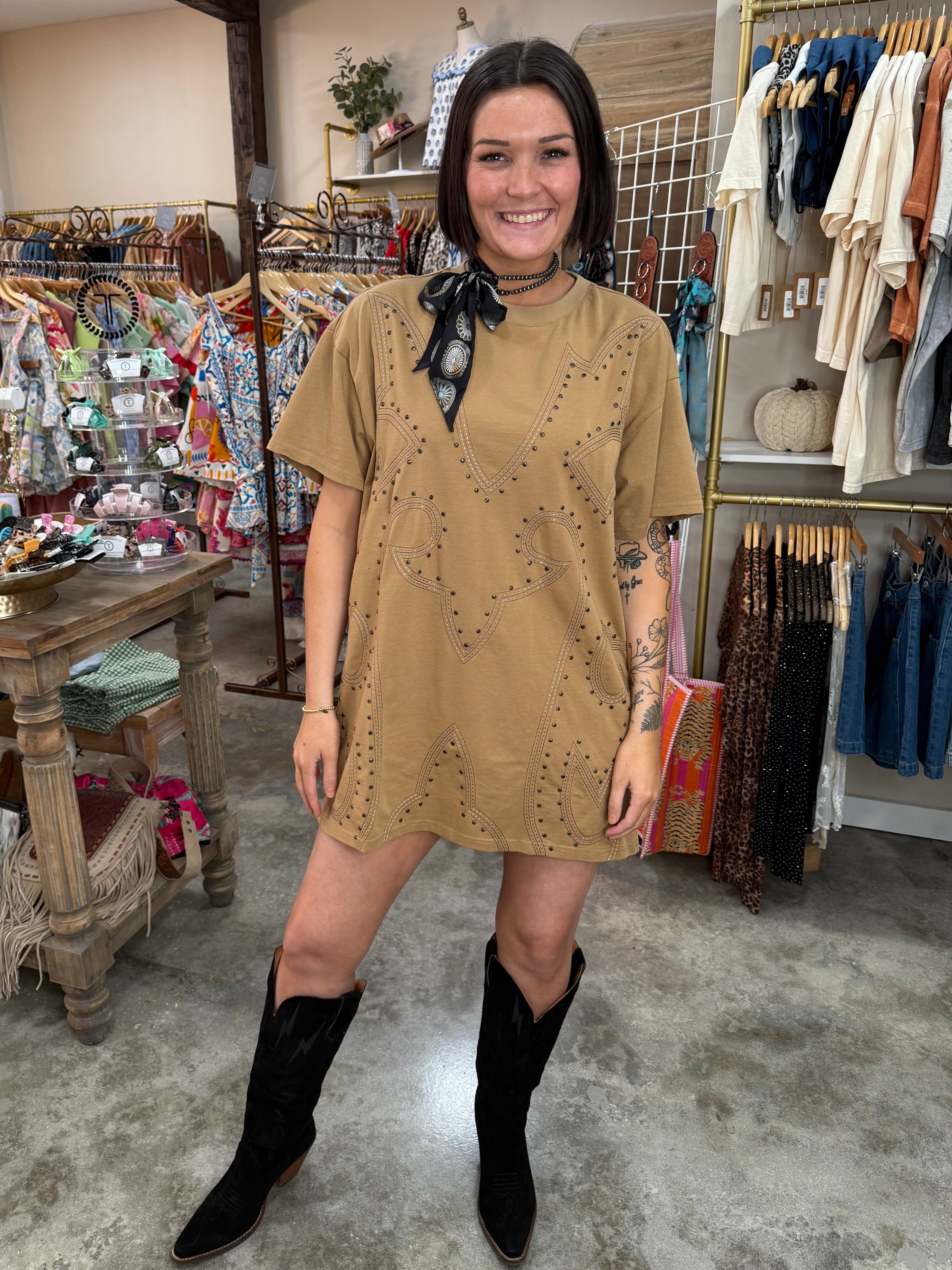 Starstruck Studded Shirt Dress