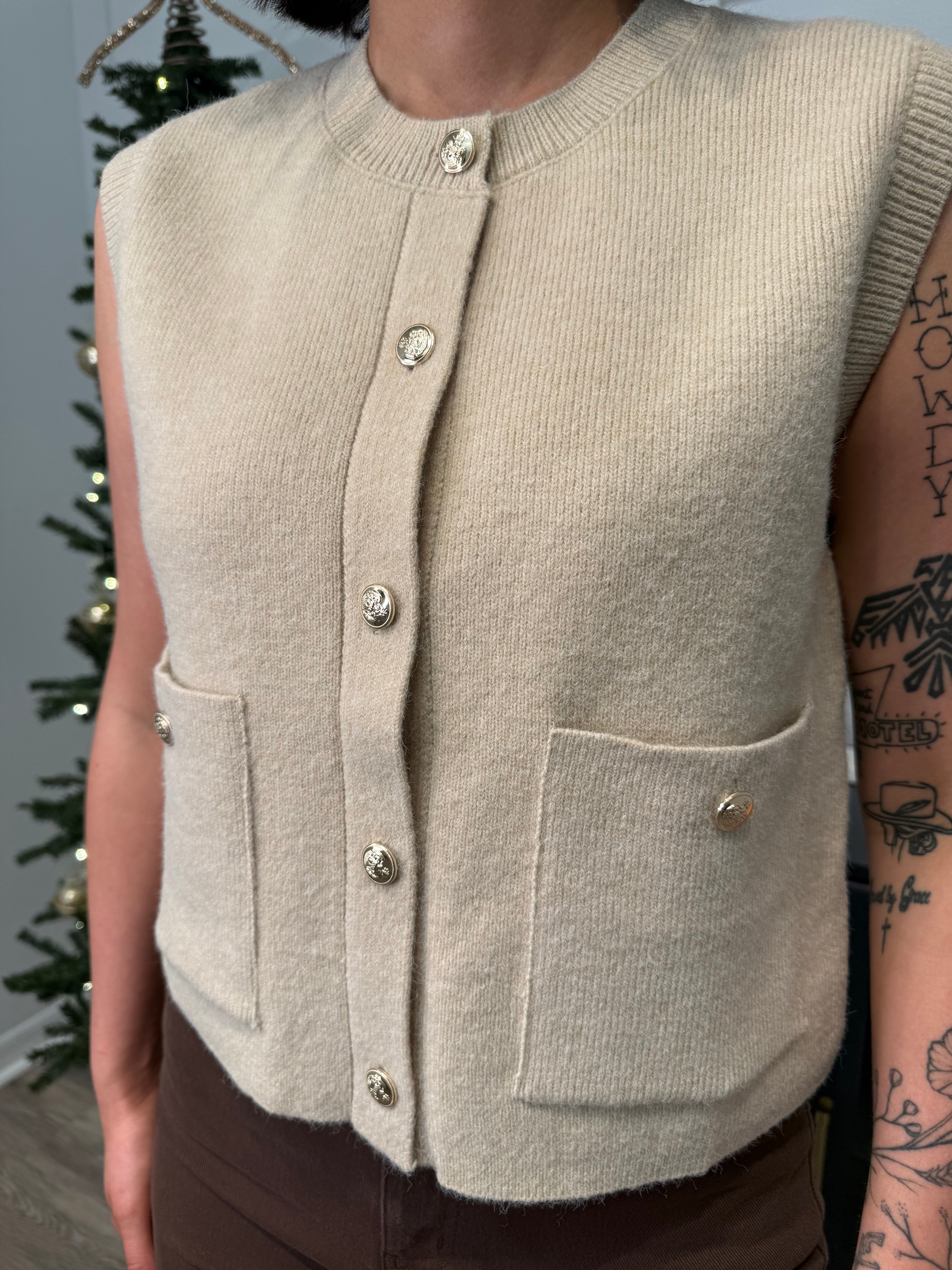 Savannah gold Button Sweater.