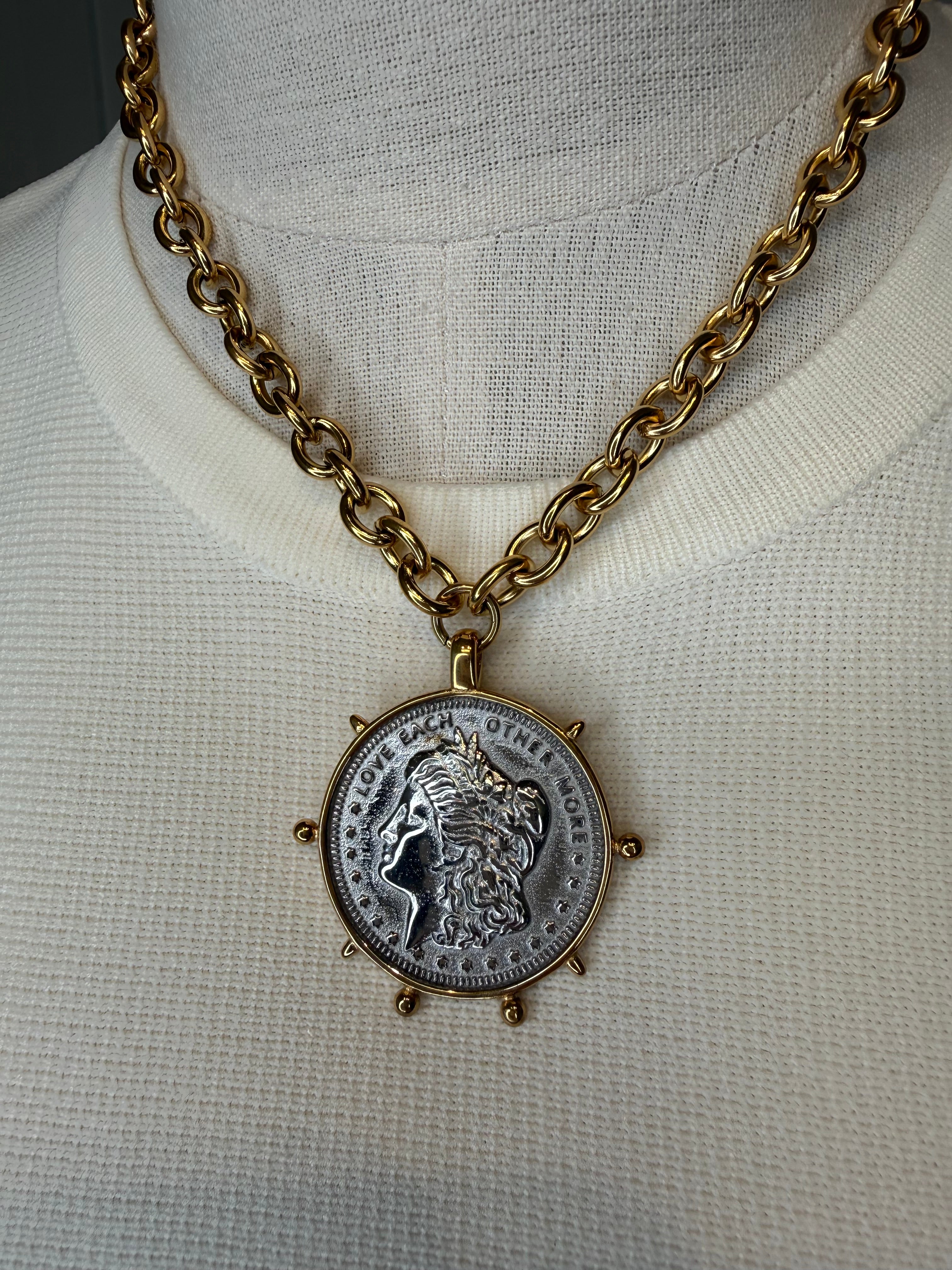 Two Tone Coin Necklace