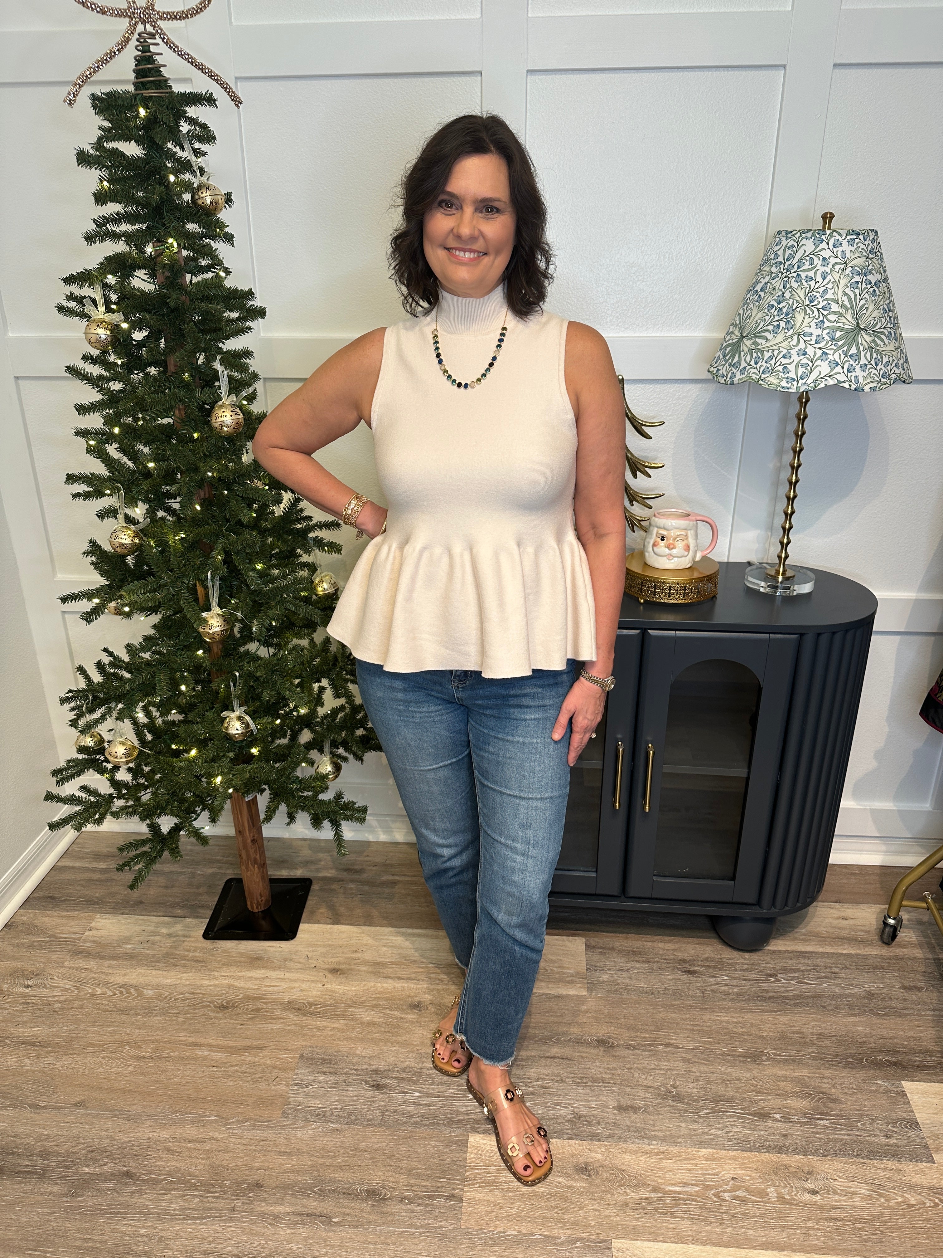 French Vanilla Peplum Tank