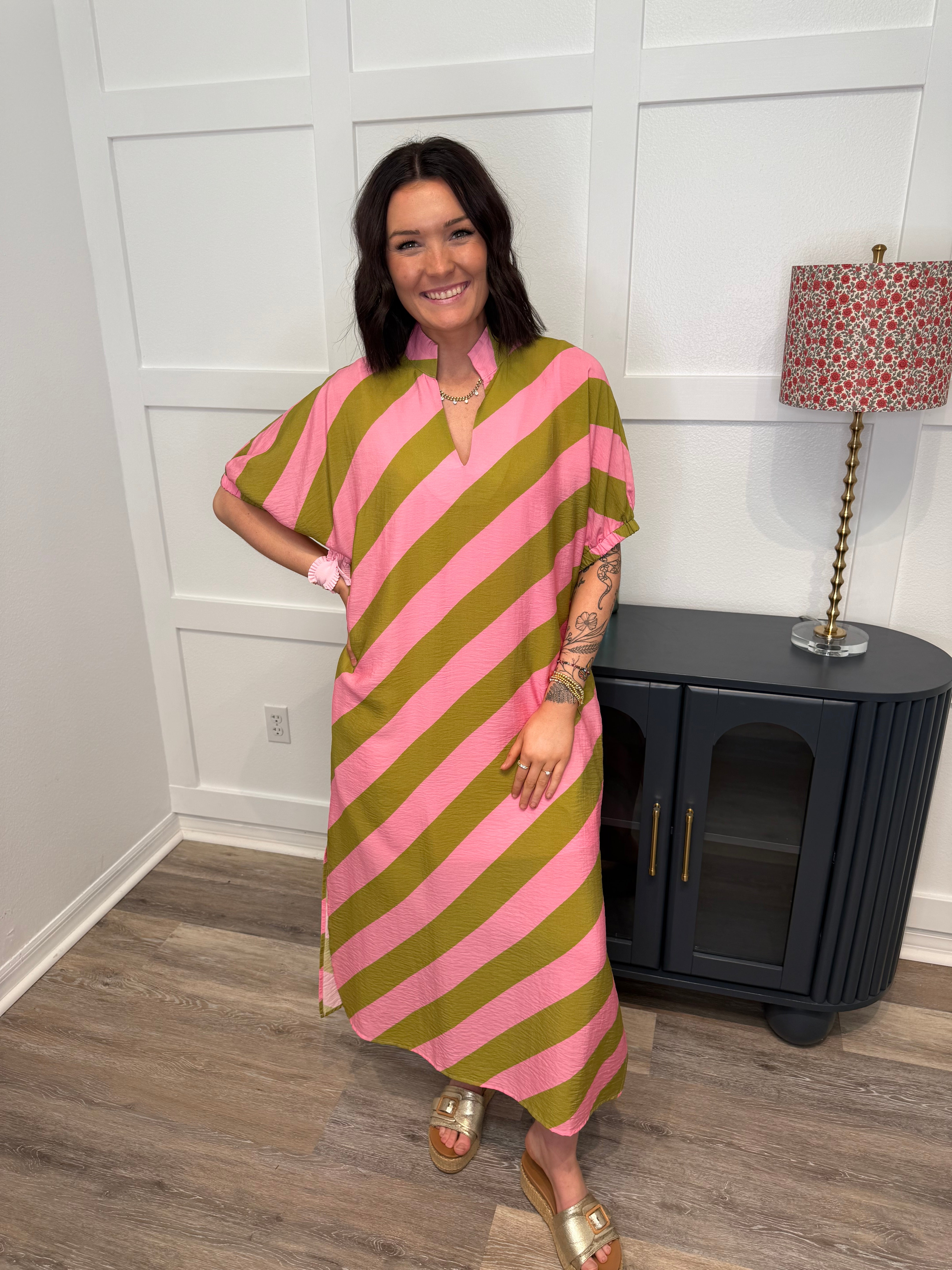 Kiwi Bold Stripe Maxi Dress