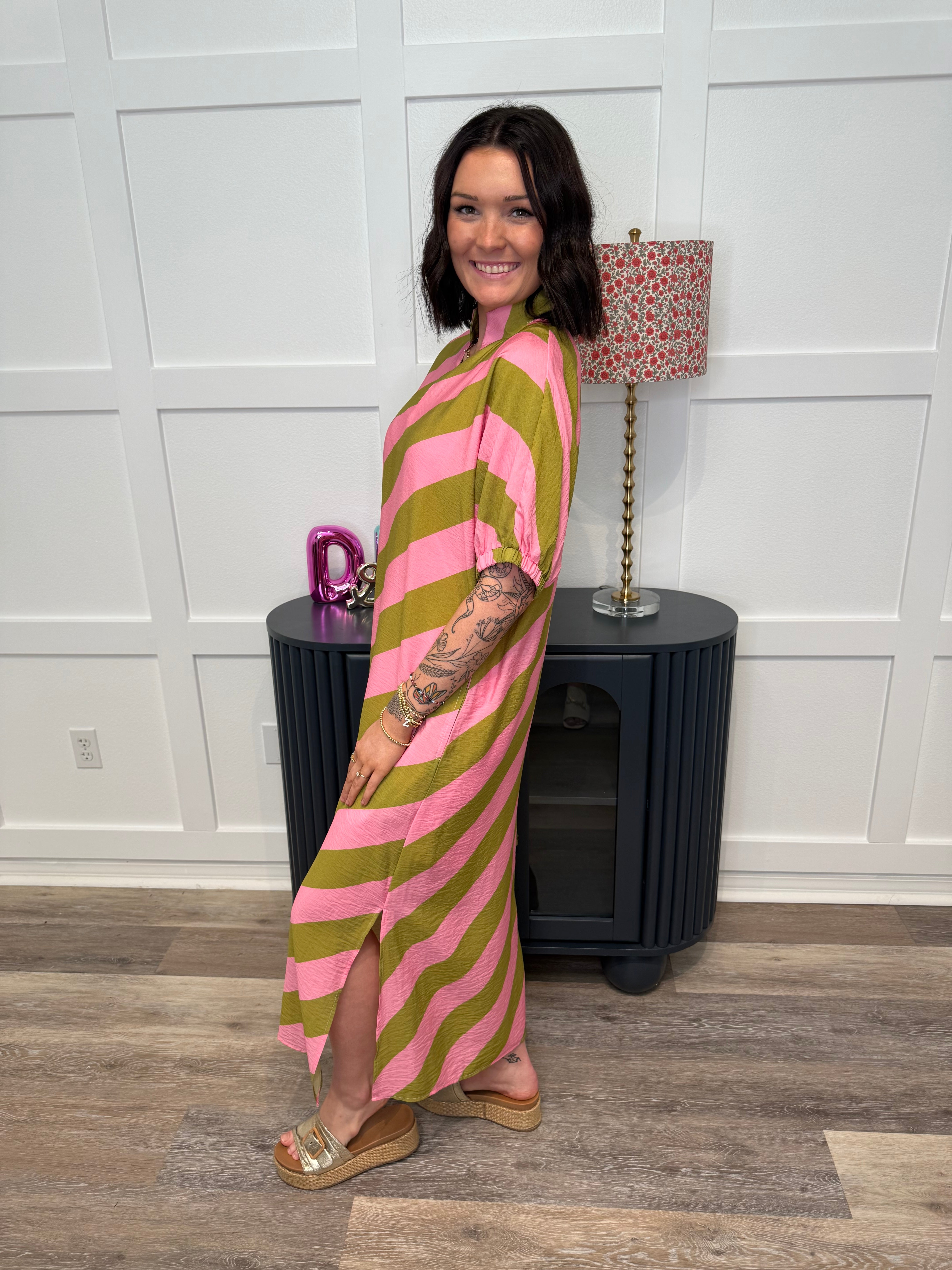 Kiwi Bold Stripe Maxi Dress
