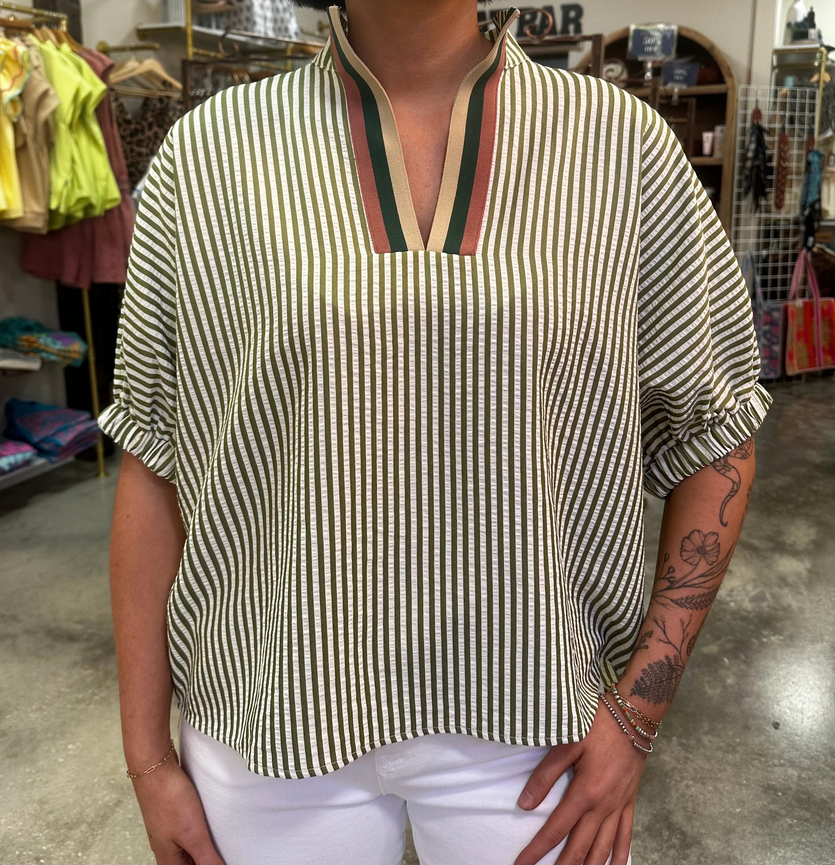 Olive Horizon Blouse
