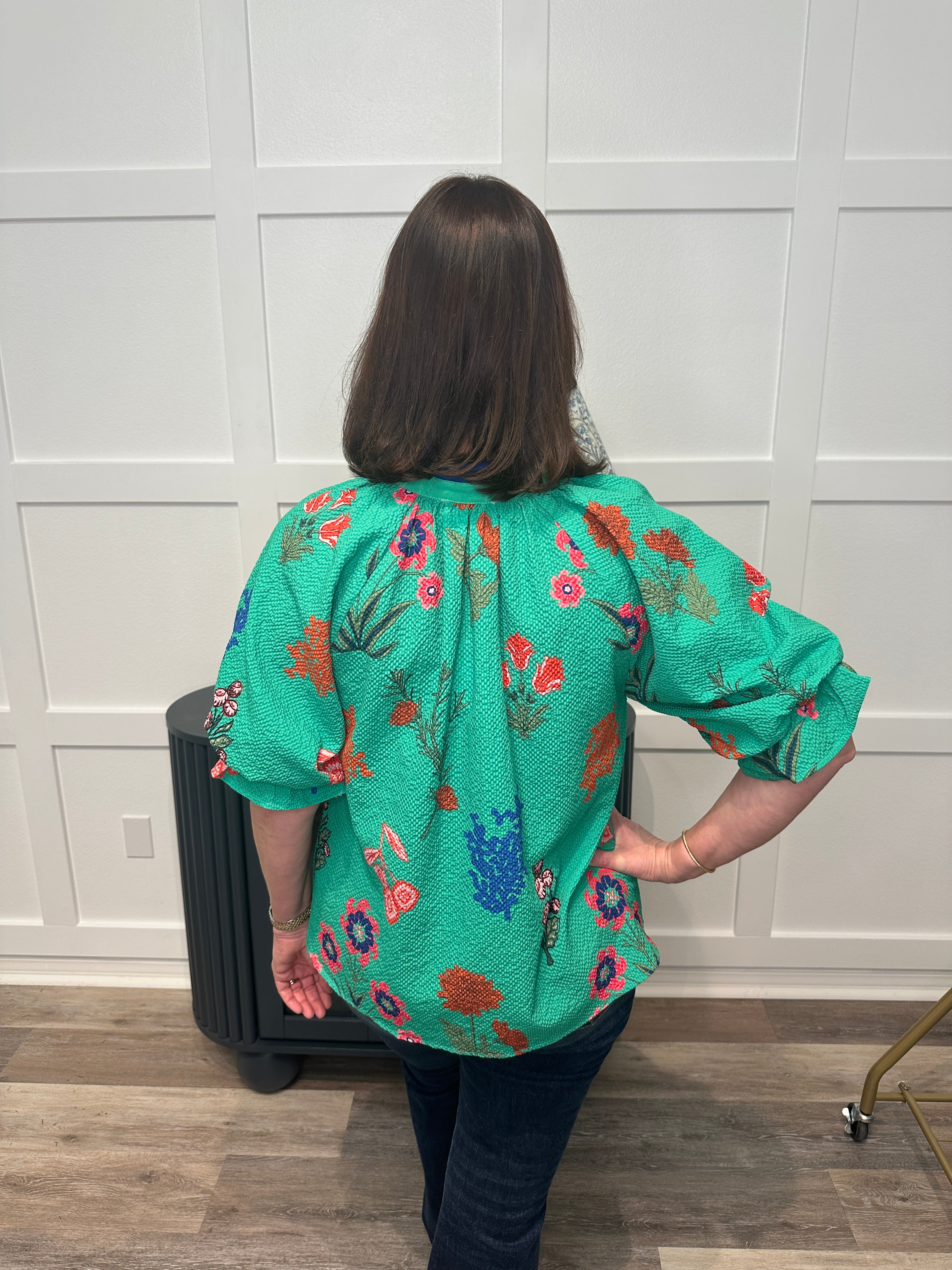 Island Green Floral Blouse