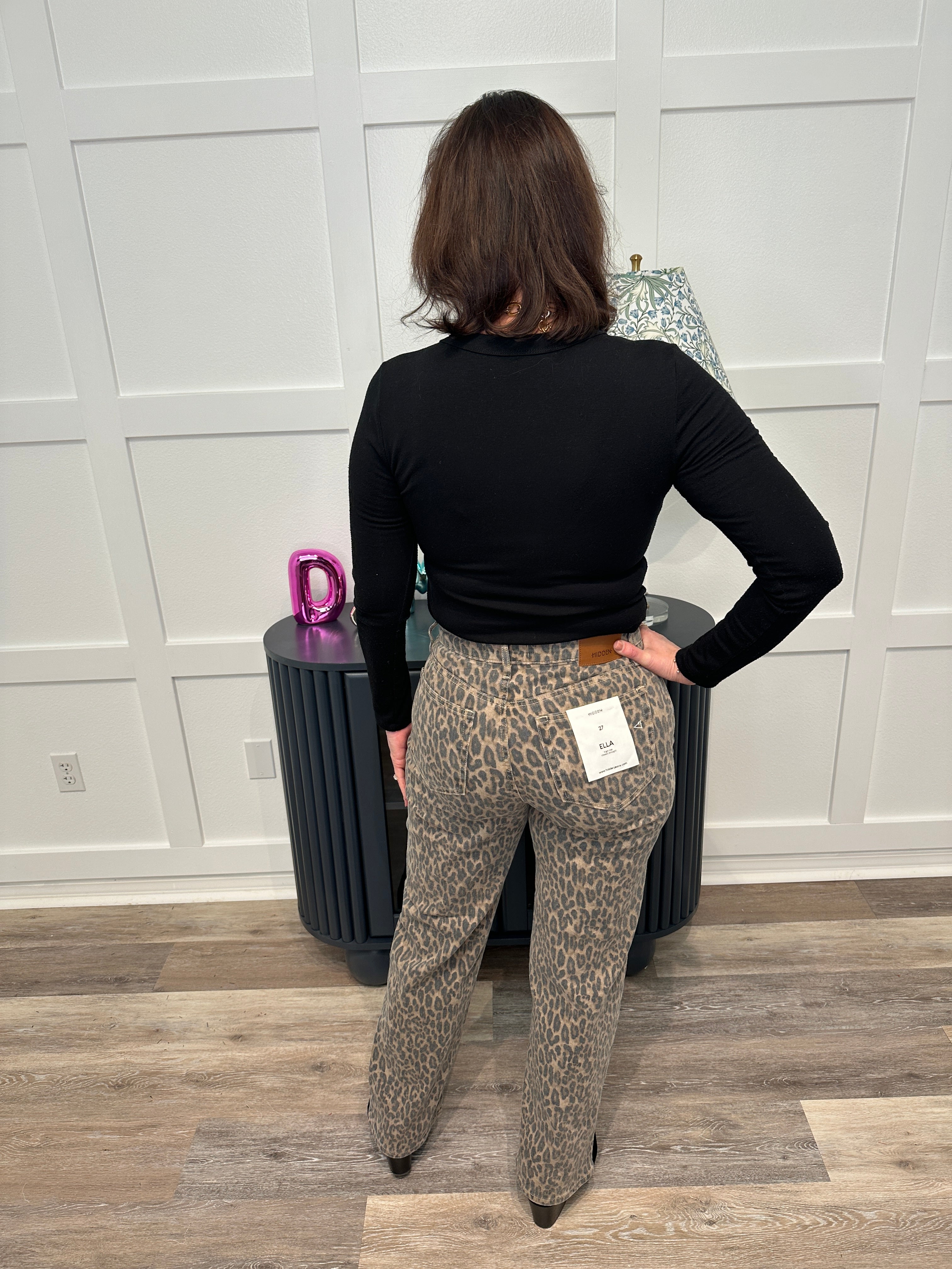 Hidden Cheetah High-Rise Straight Jeans