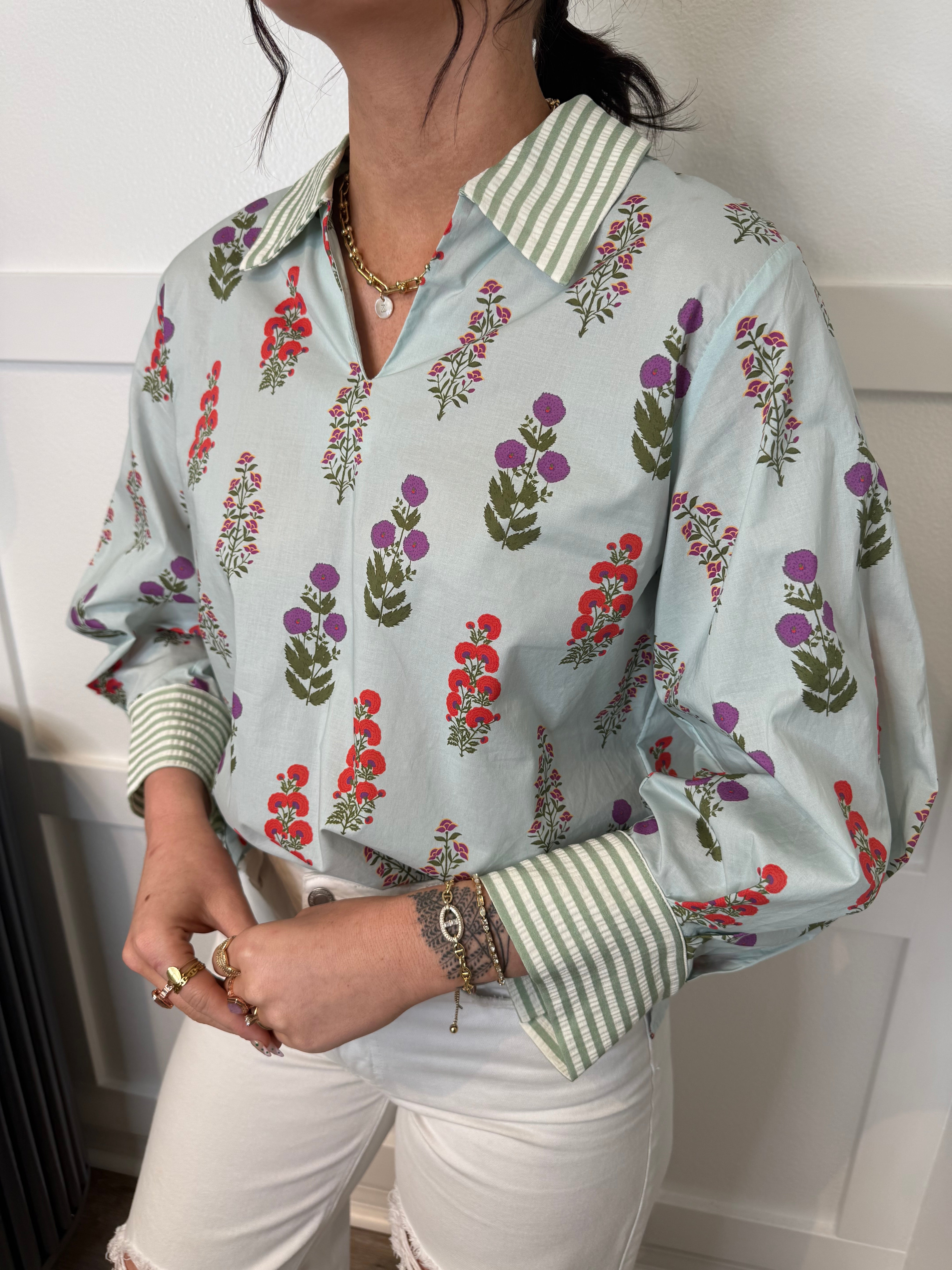 Mint Floral Top
