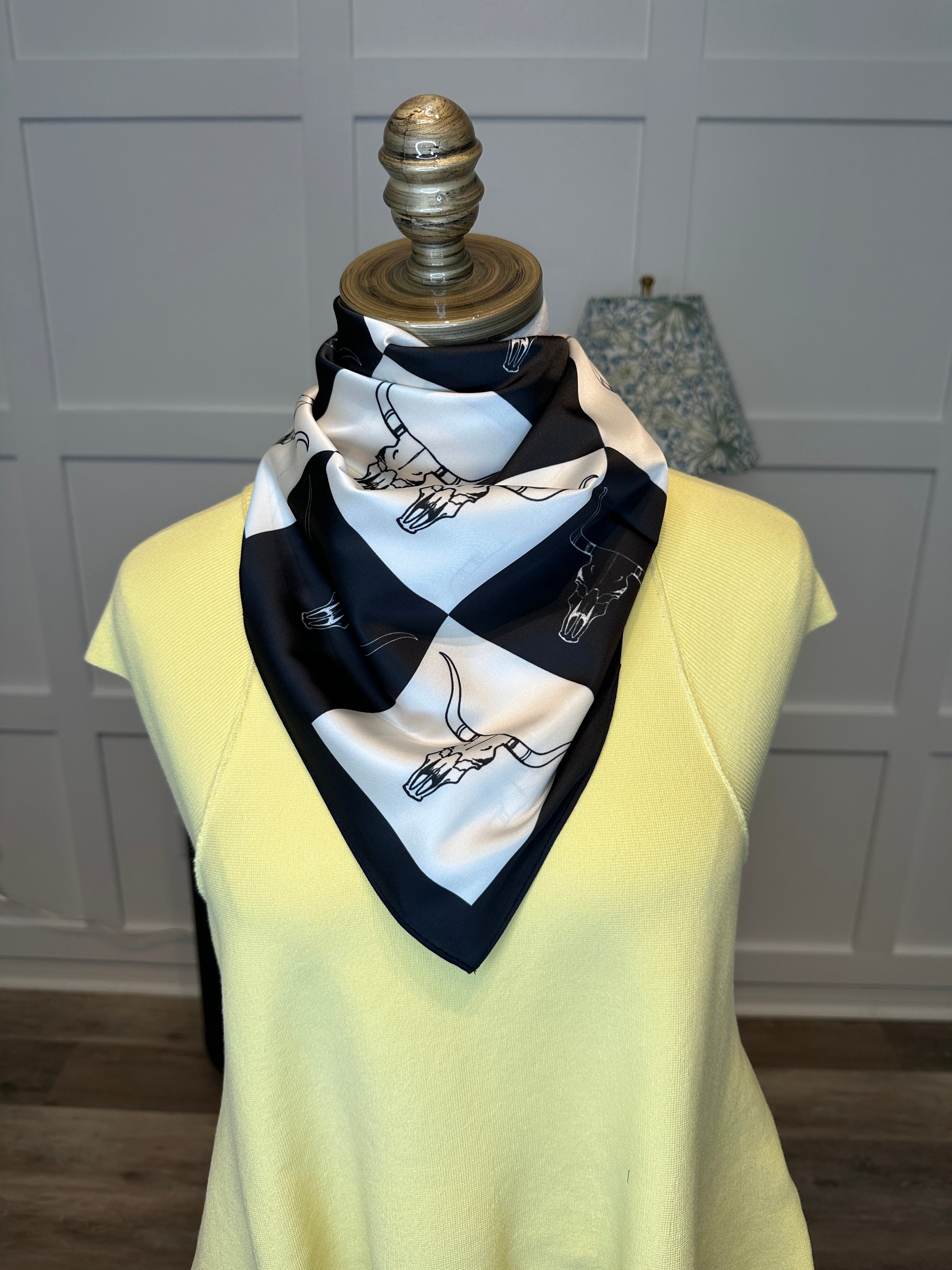 Black Checkered Skull Wild Rag