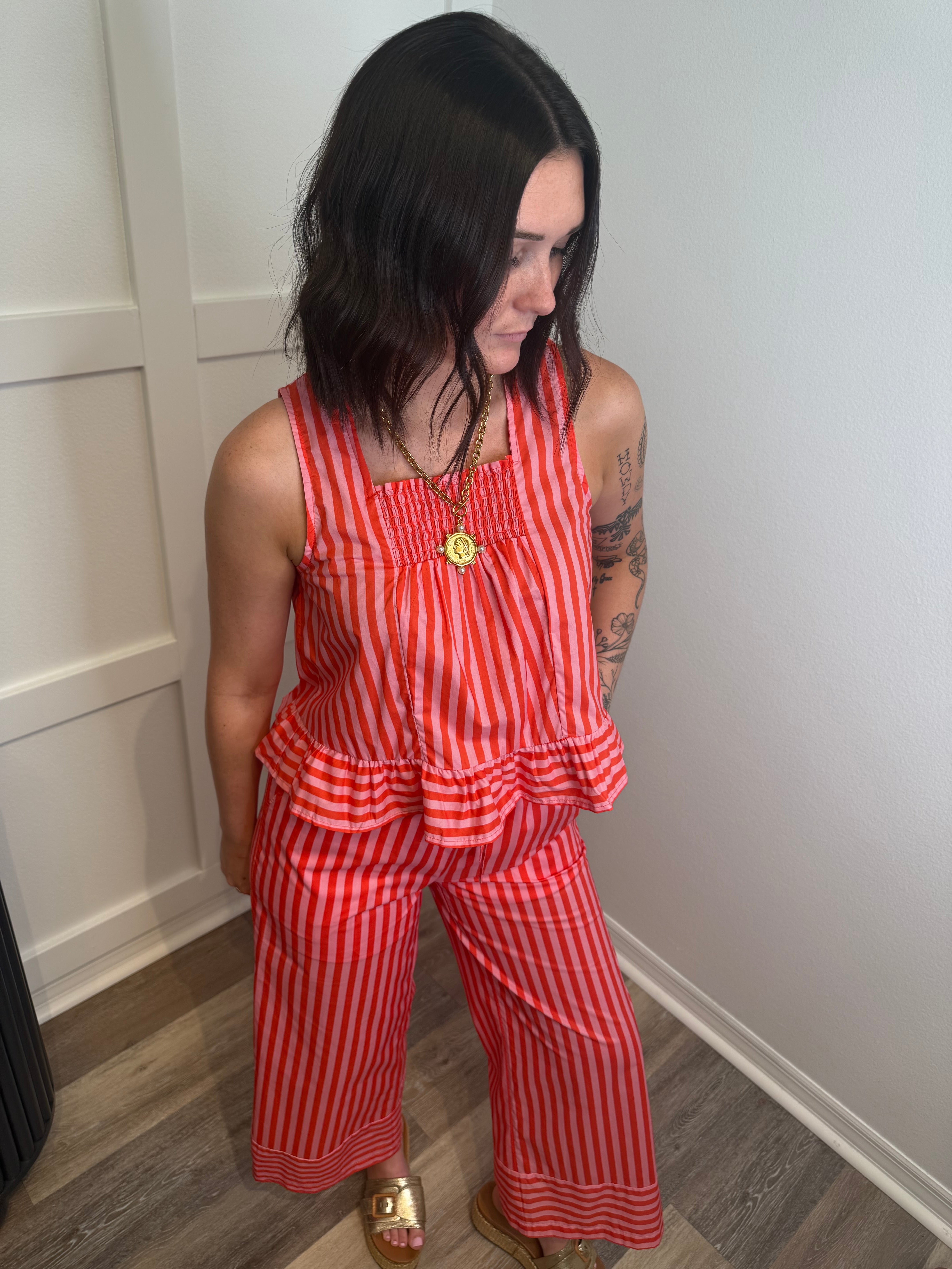 Sunset Stripe Ruffle Set