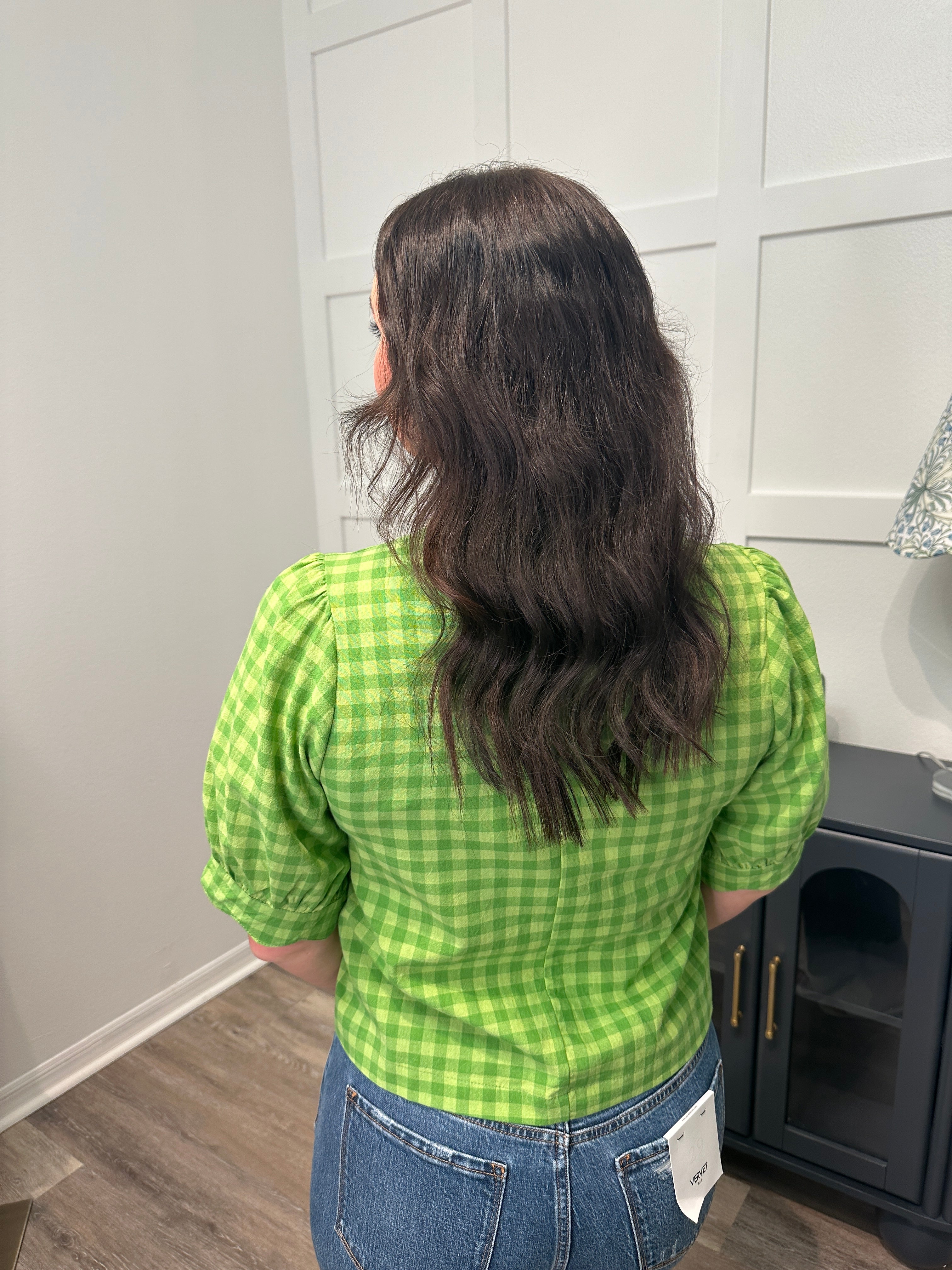 Matcha Two Tone Gingham Top
