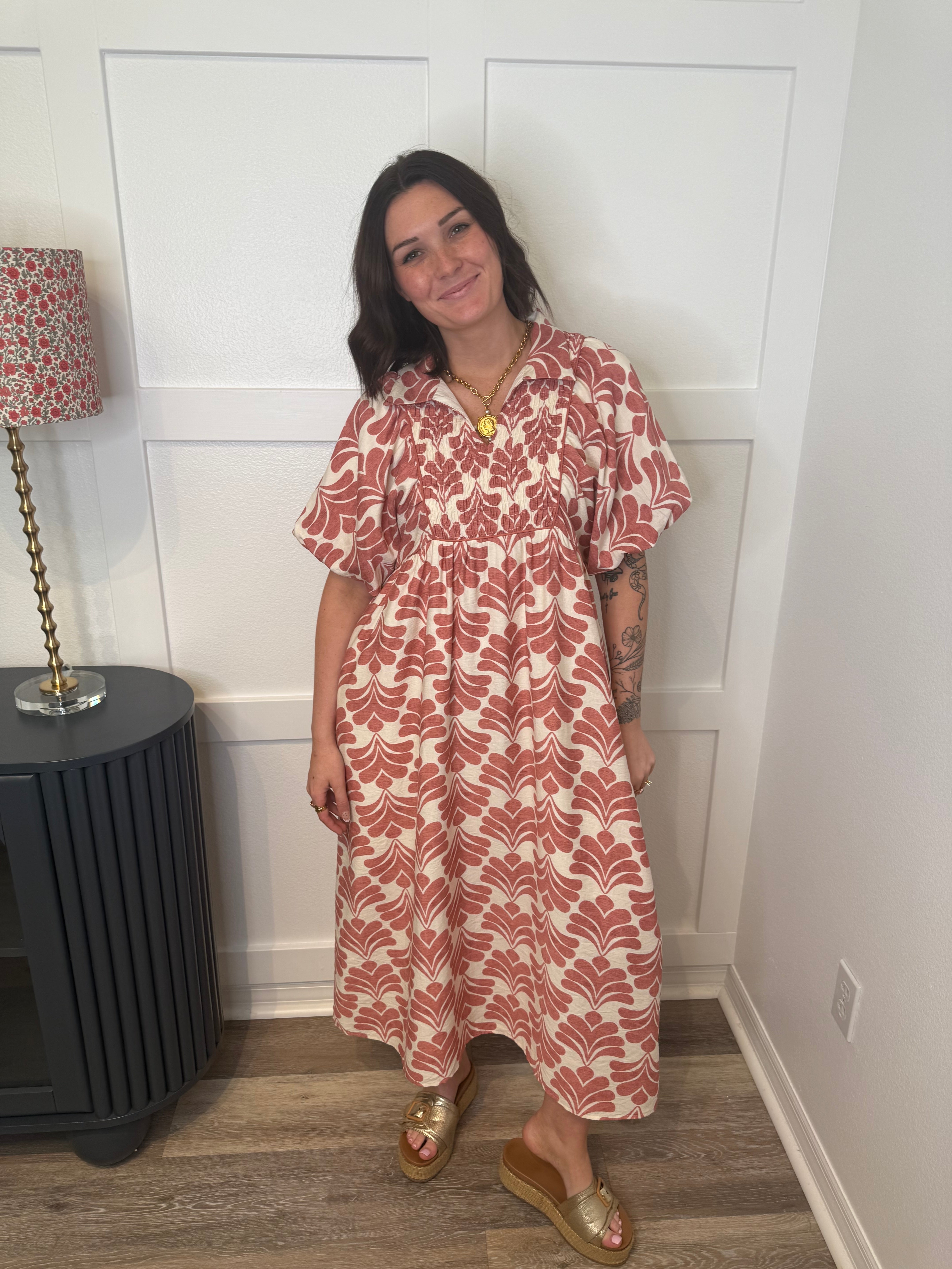 Mauve Smocked Maxi Dress