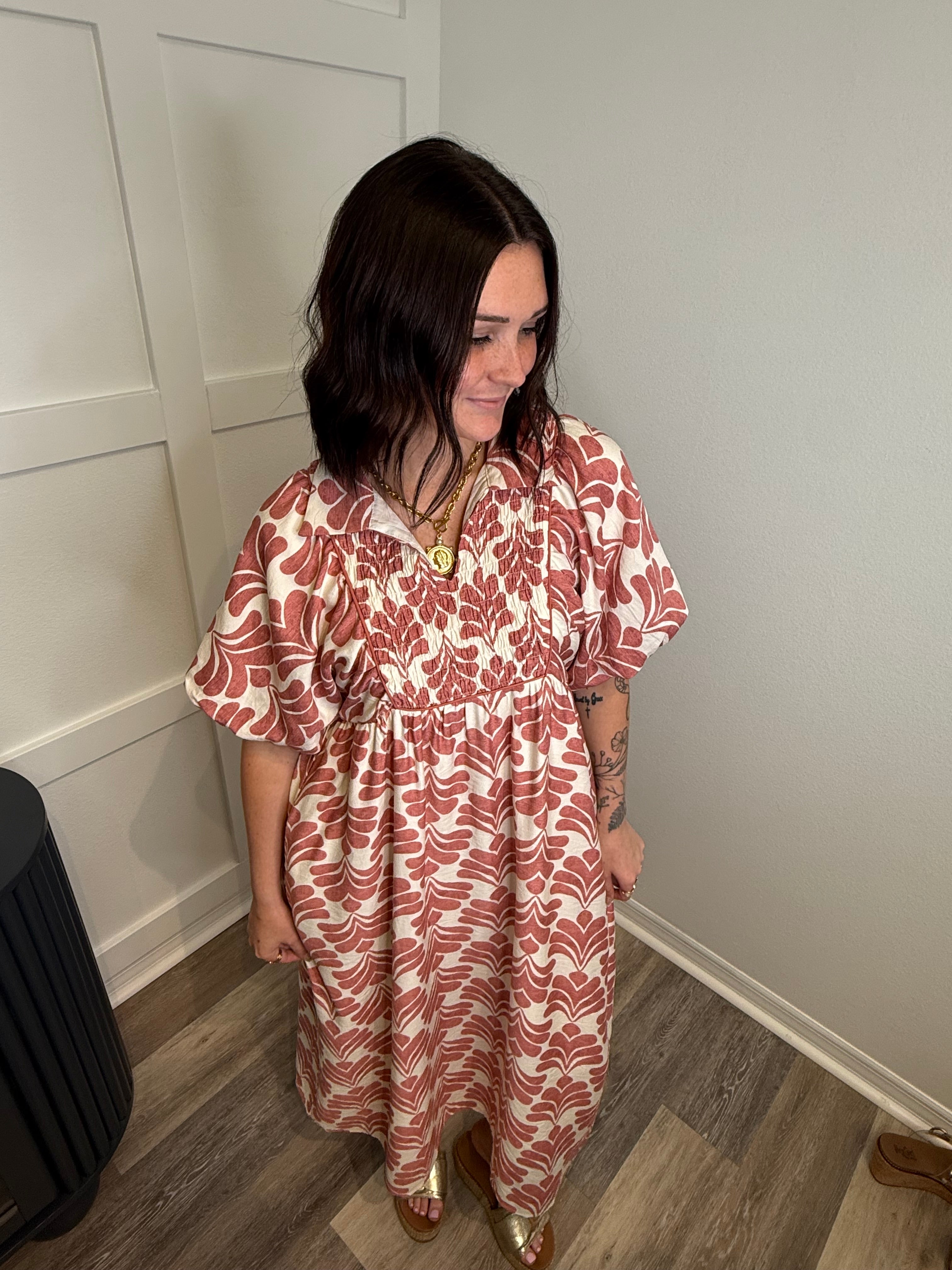 Mauve Smocked Maxi Dress