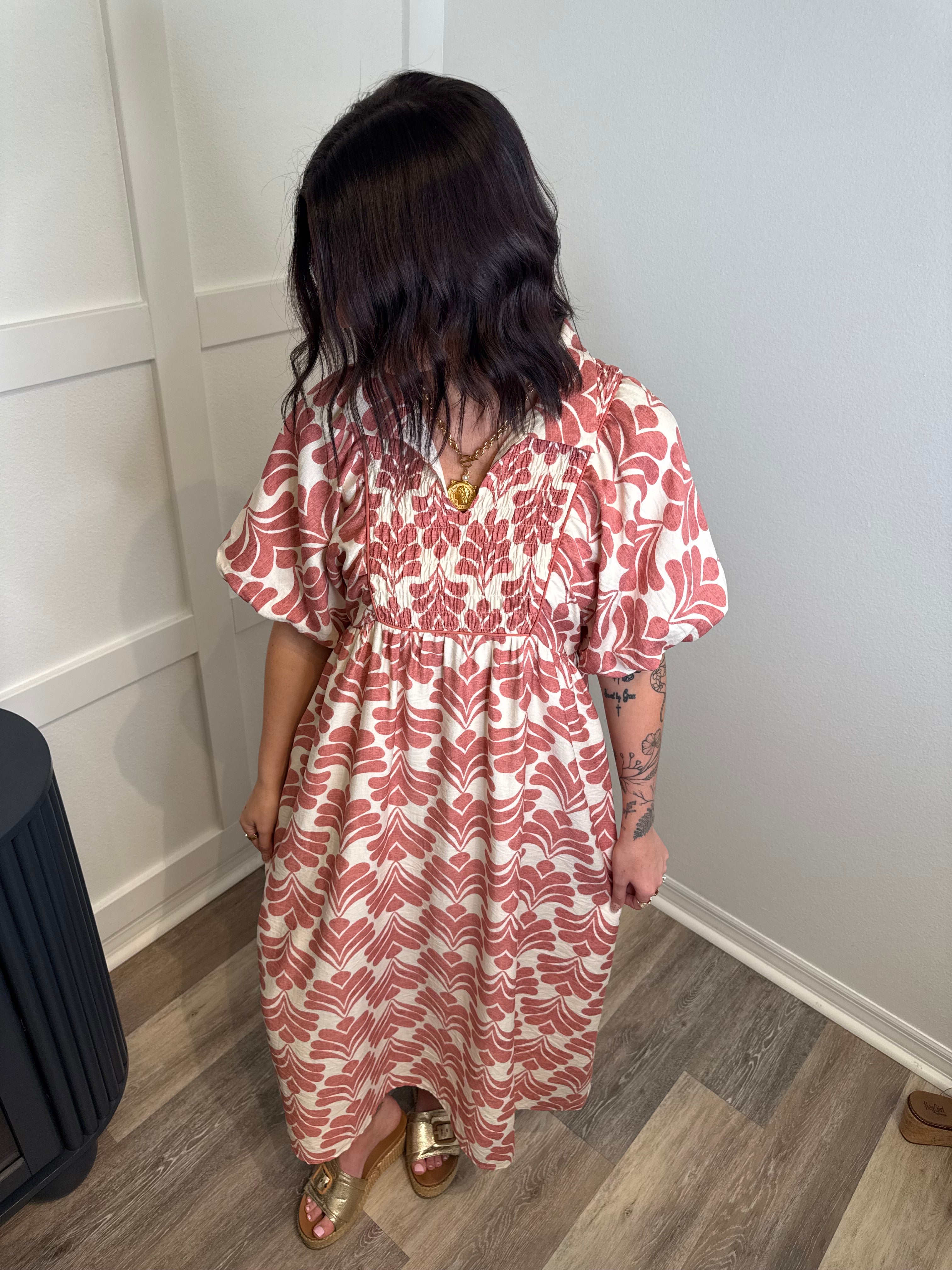 Mauve Smocked Maxi Dress