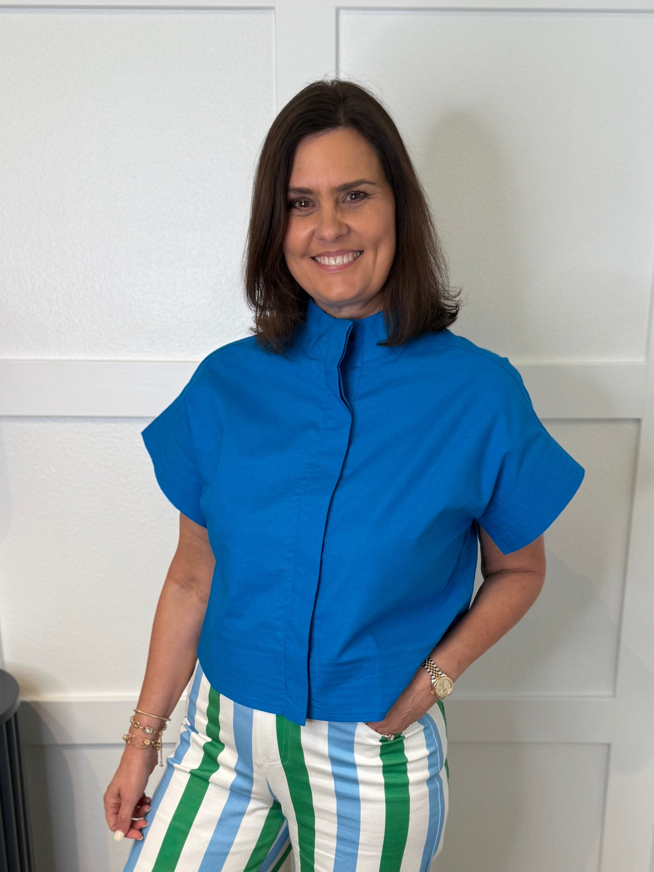 Sassy Collar Button Top