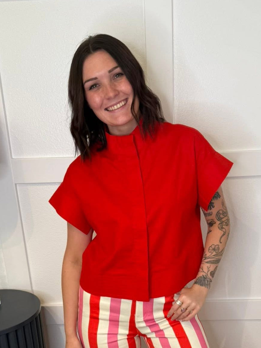 Sassy Collar Button Top
