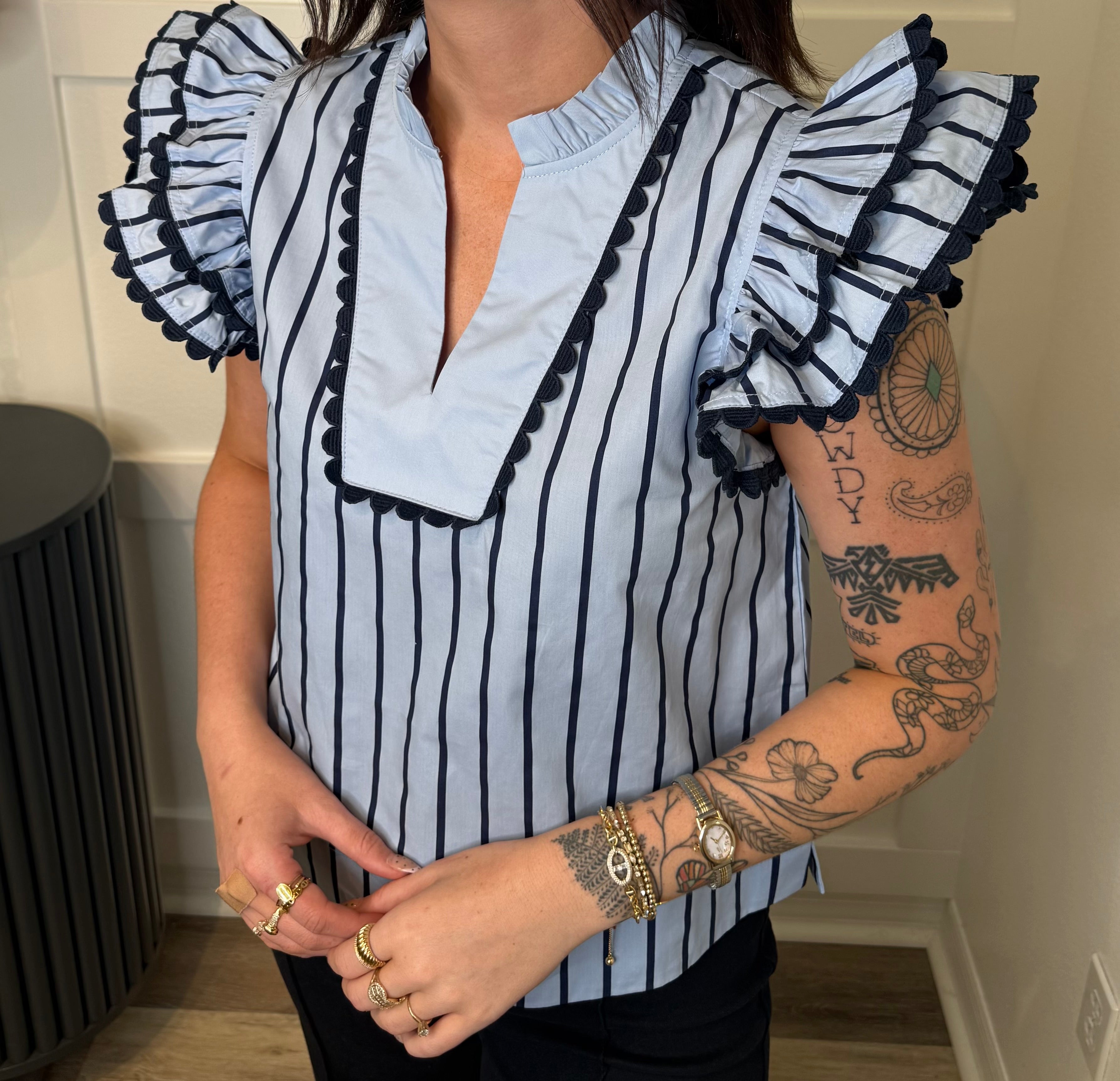 Effortlessly Charming Navy Stripe Top