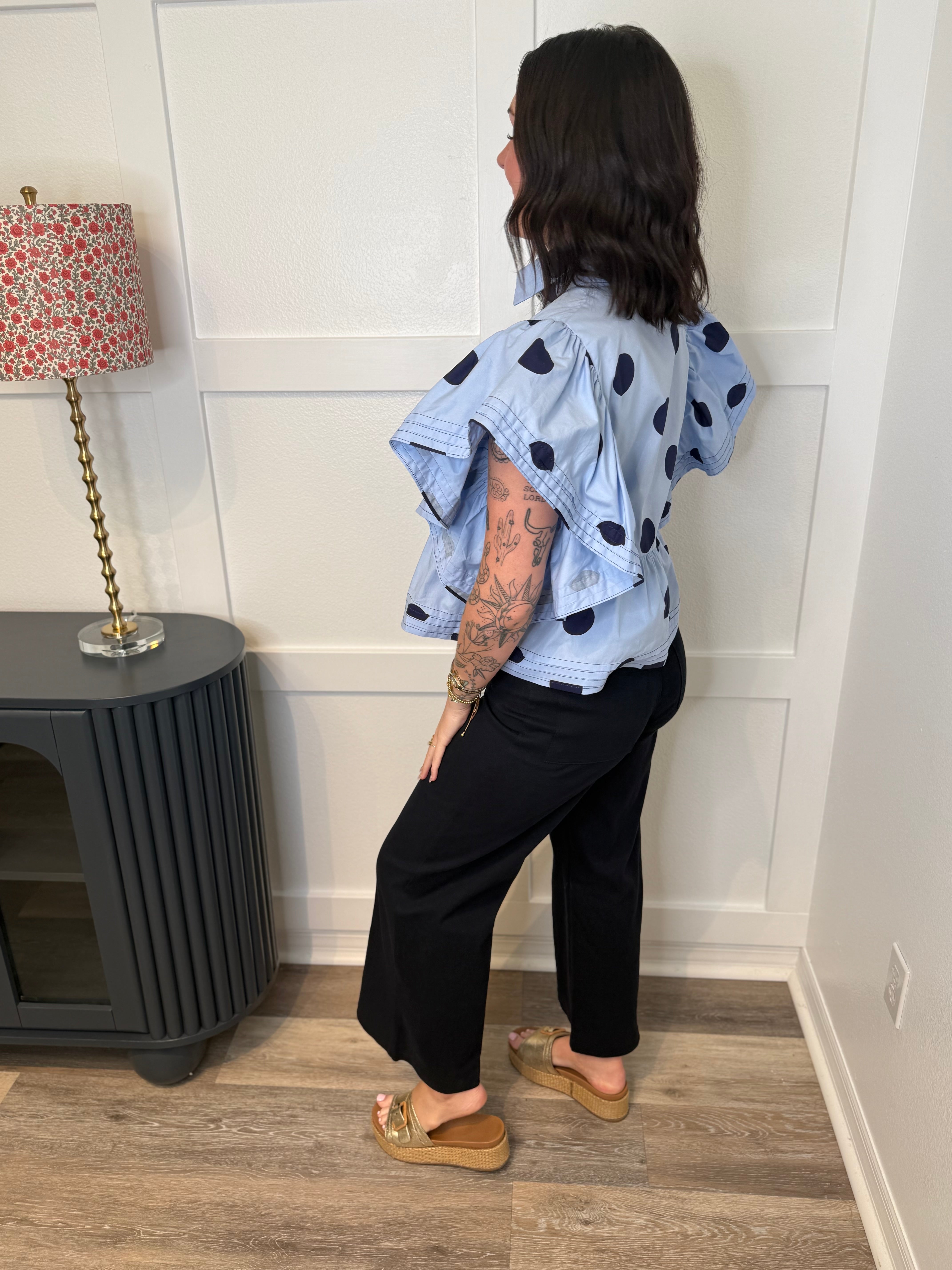 Navy Polka Dot Blouse