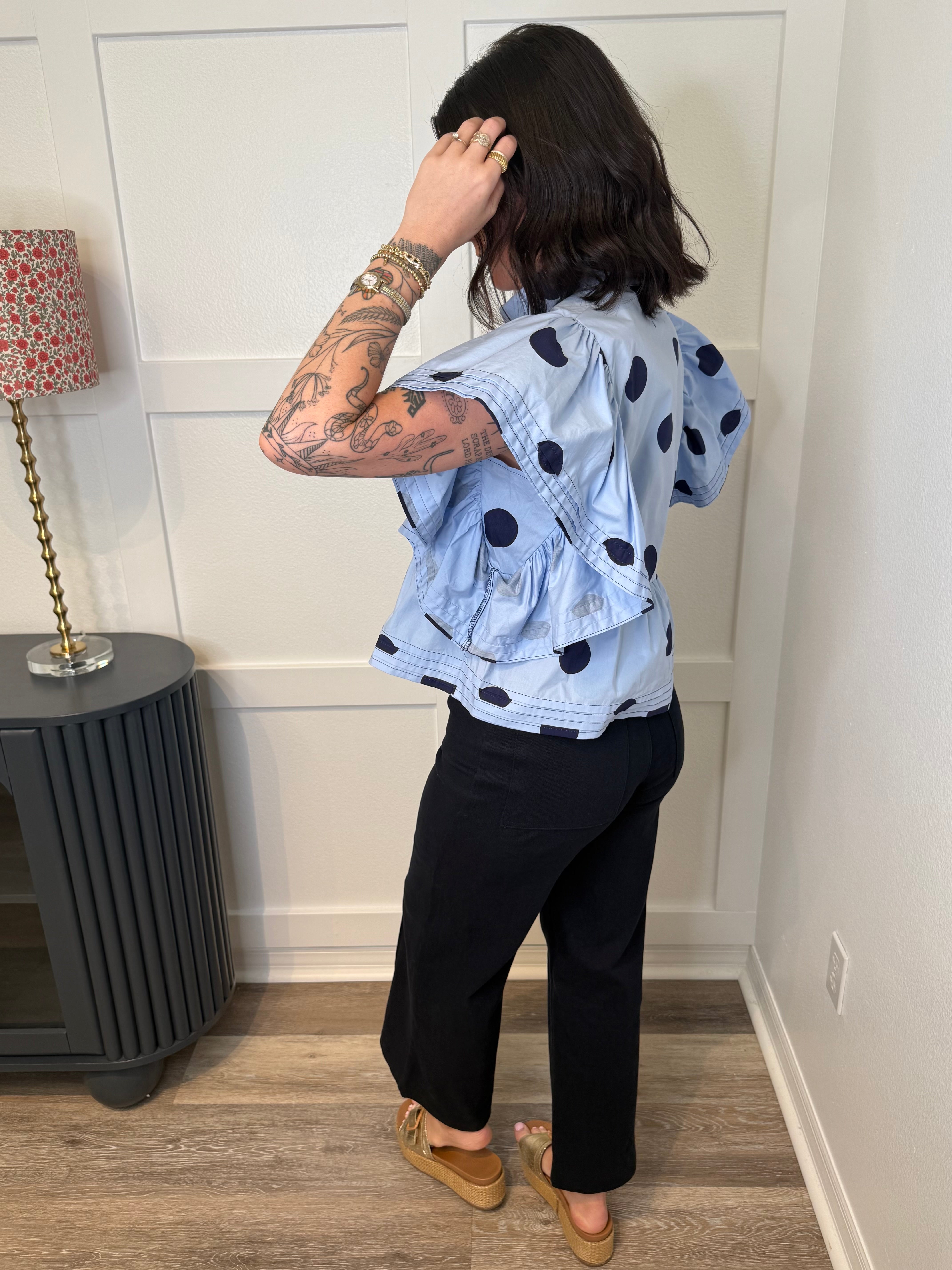 Navy Polka Dot Blouse