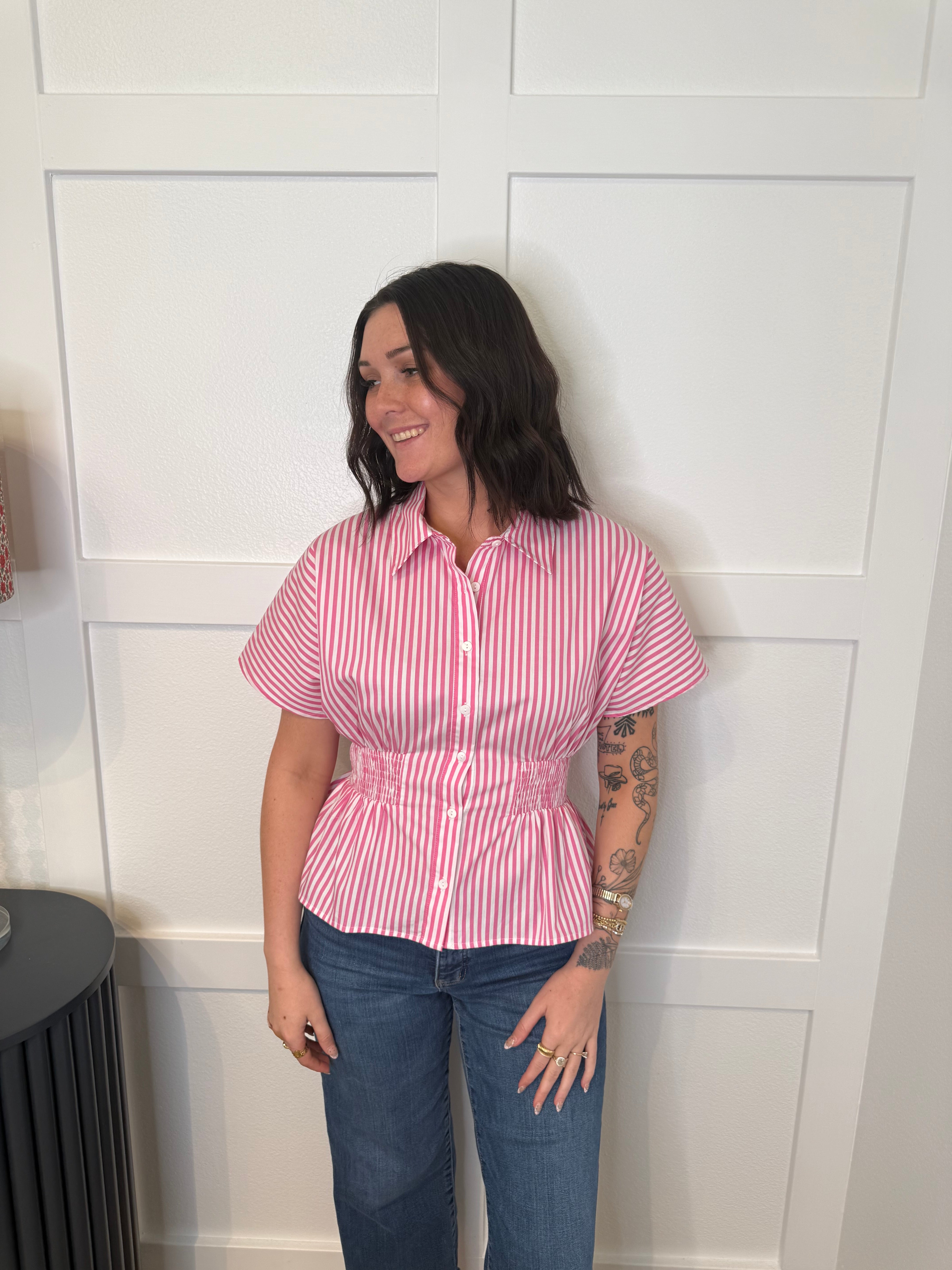 Pink Candy Stripe Blouse