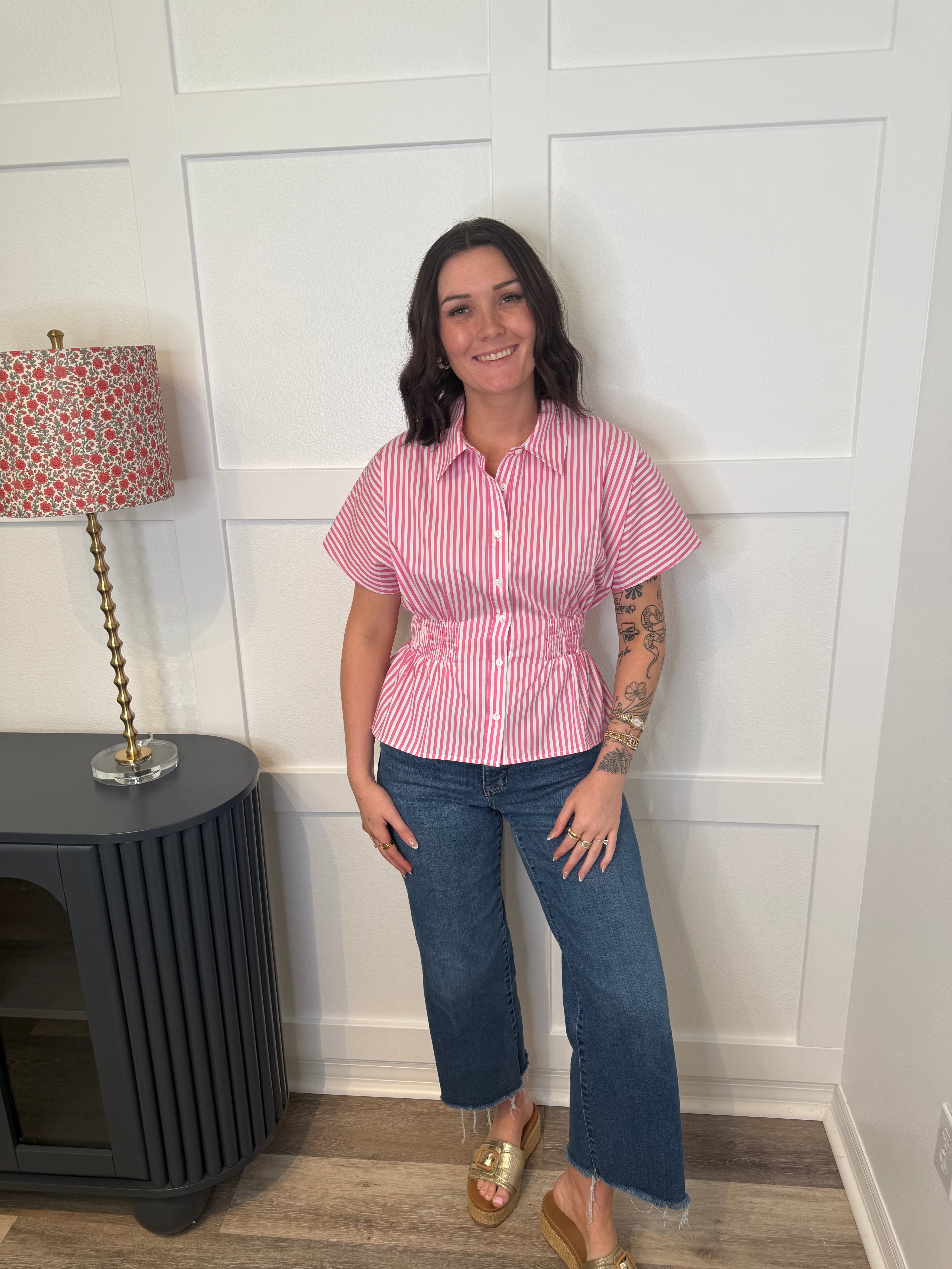Pink Candy Stripe Blouse