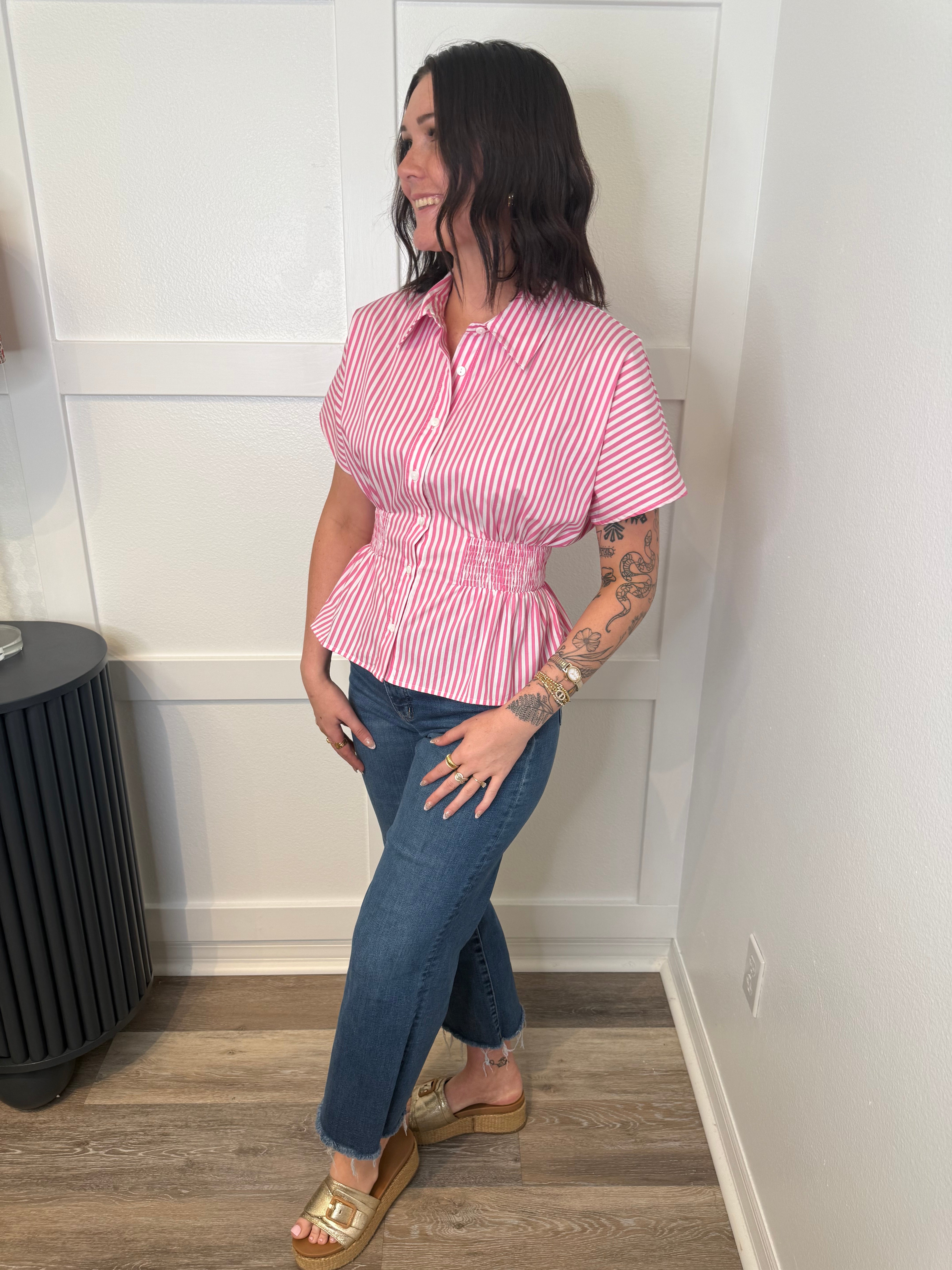Pink Candy Stripe Blouse