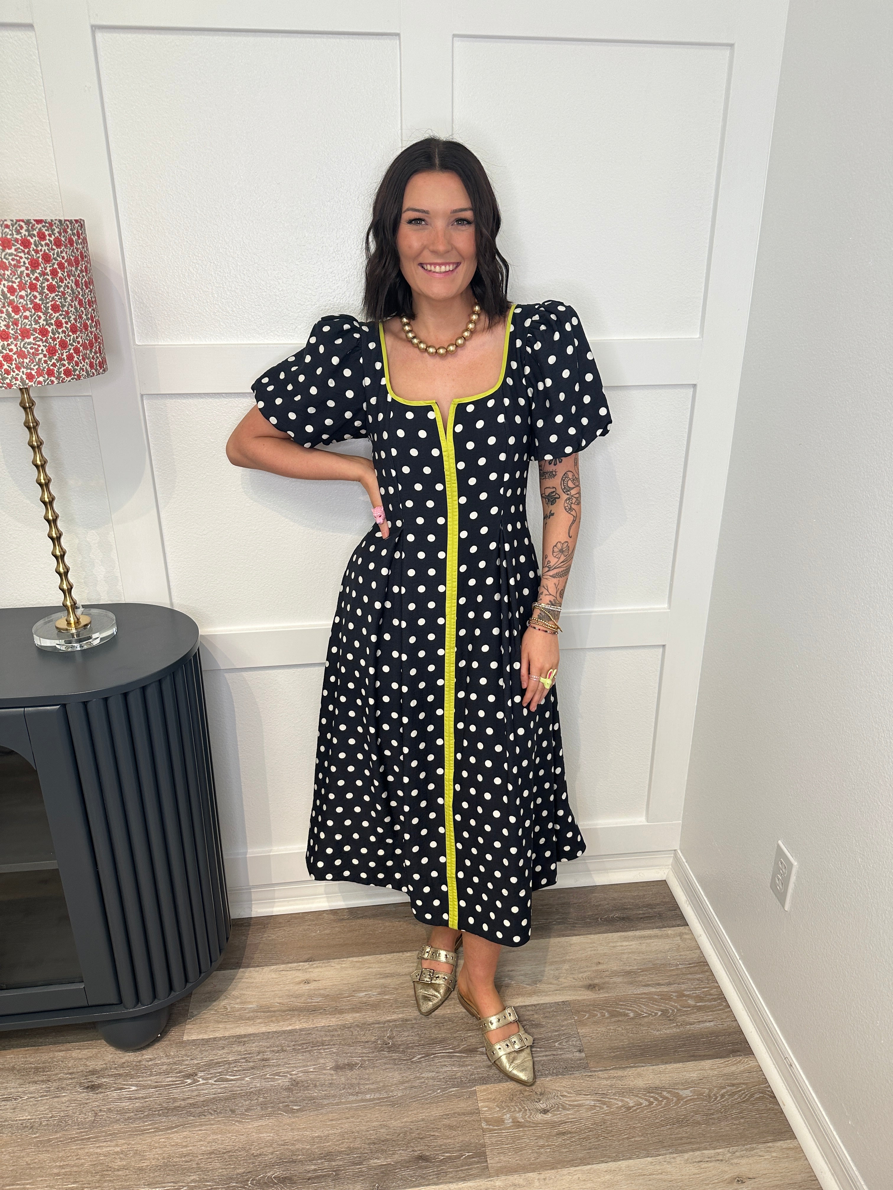 Navy Polka Dot Dress