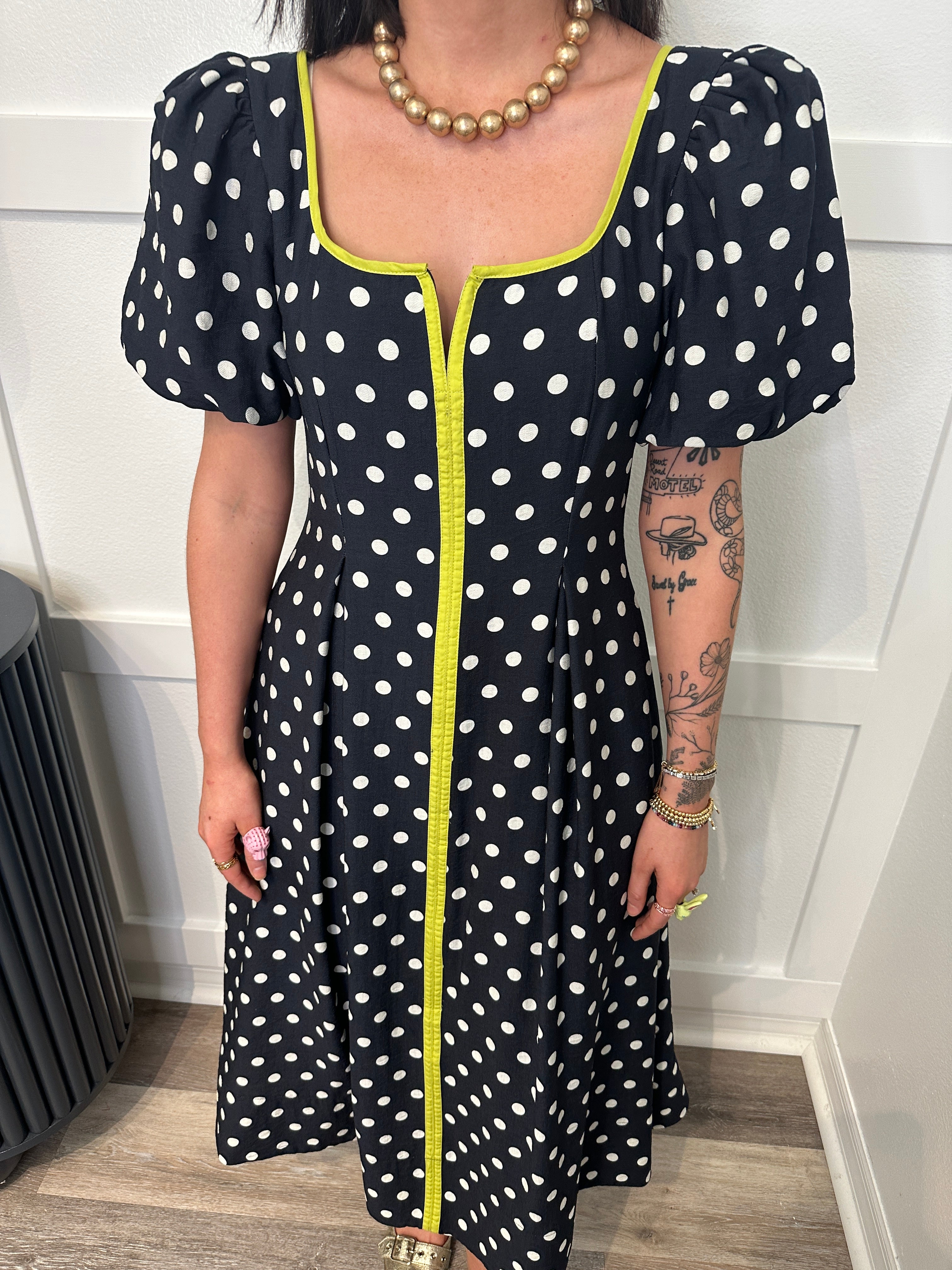 Navy Polka Dot Dress