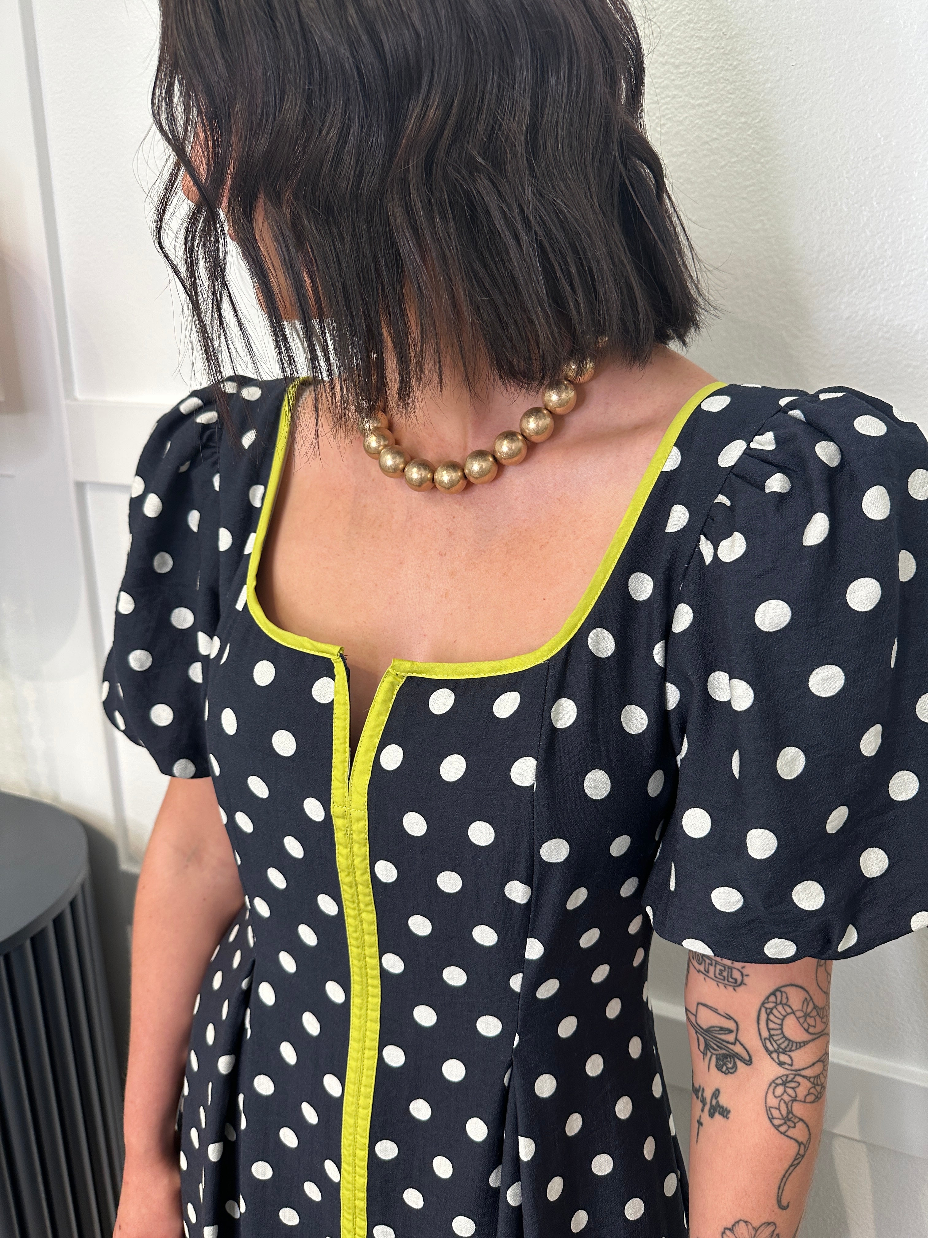 Navy Polka Dot Dress