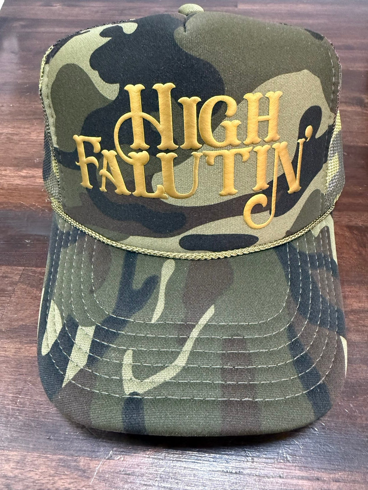 High Falutin Camo Trucker Hat