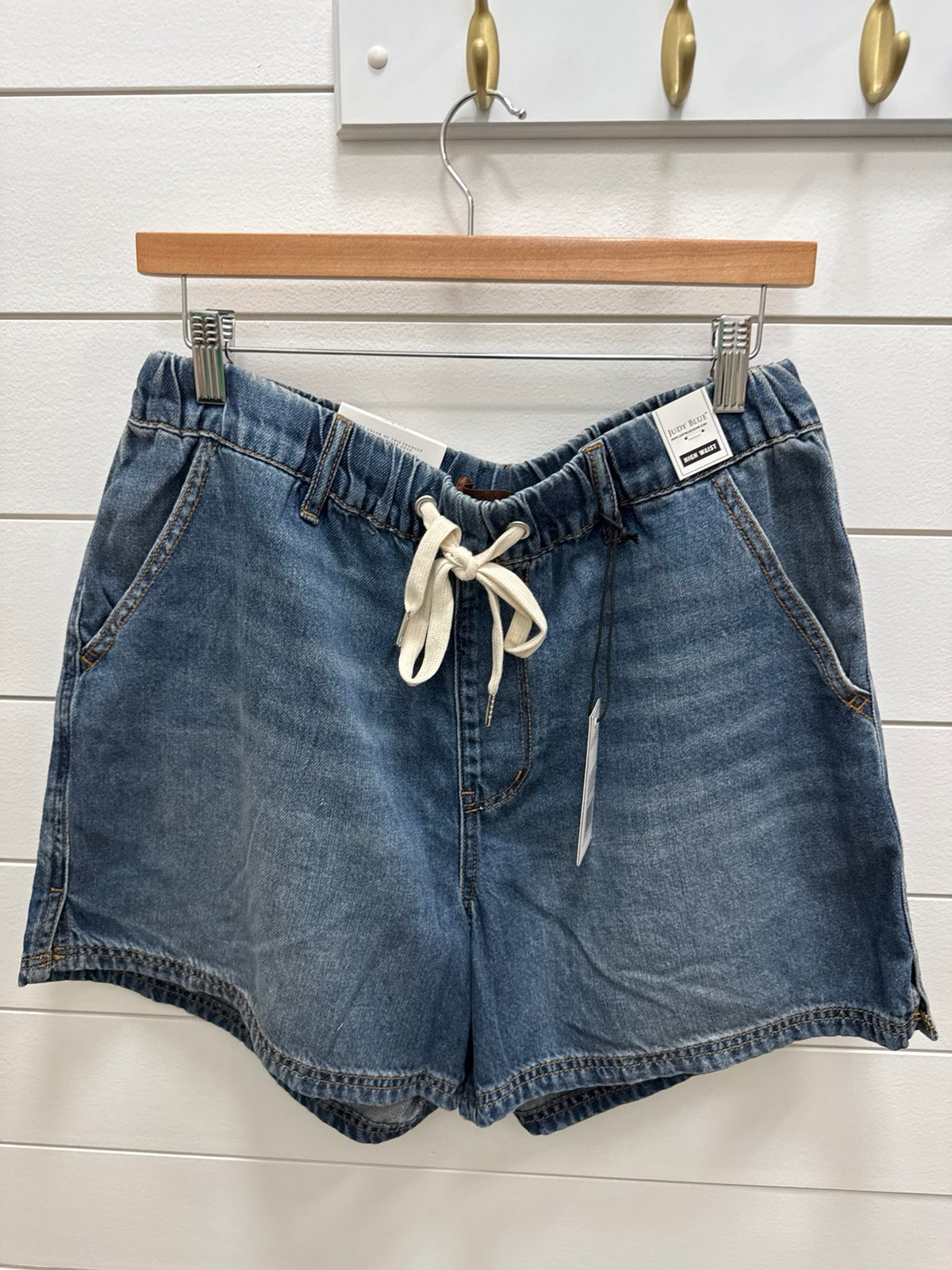 High Waist Baggy Short Medium Blue