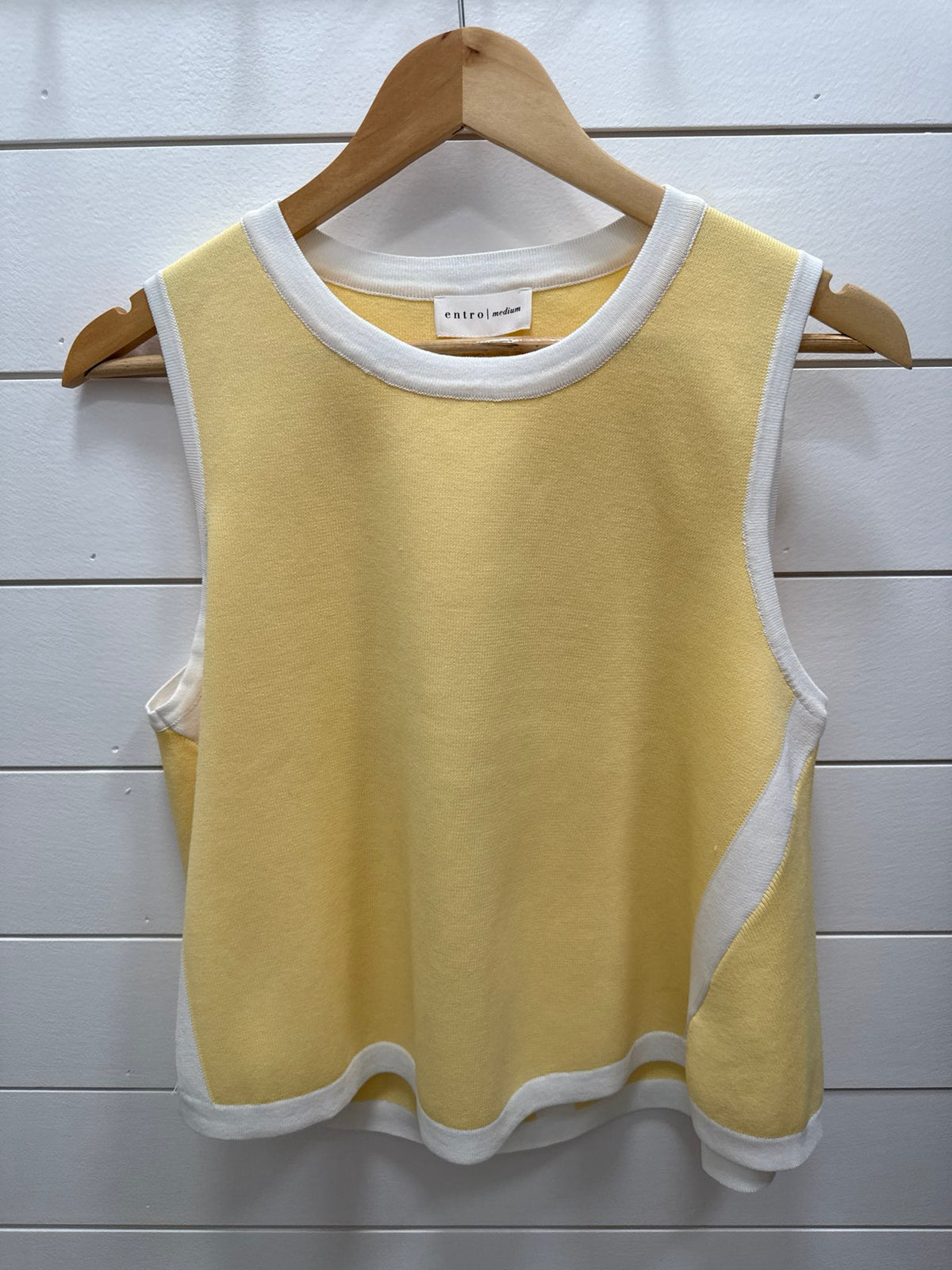 Lemon Yellow and White Stripe Knit Tank